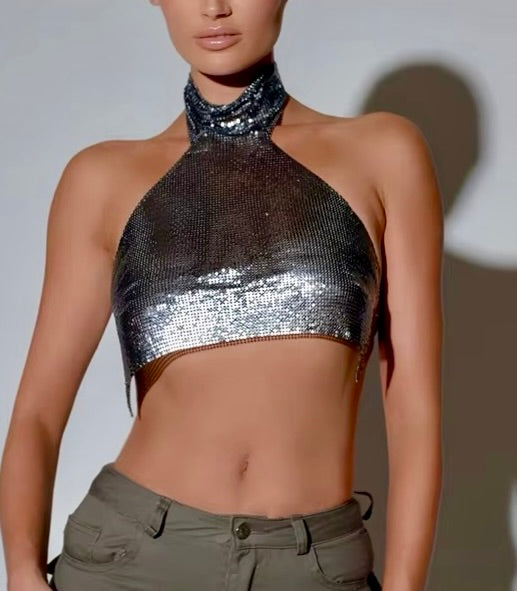 Chrome Halter Neck Top 