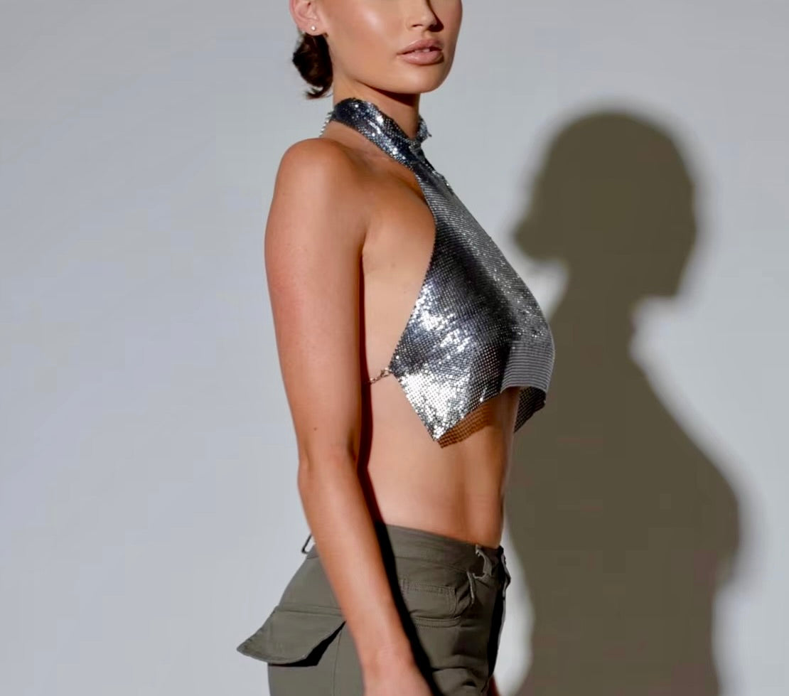 Chrome Halter Neck Top 