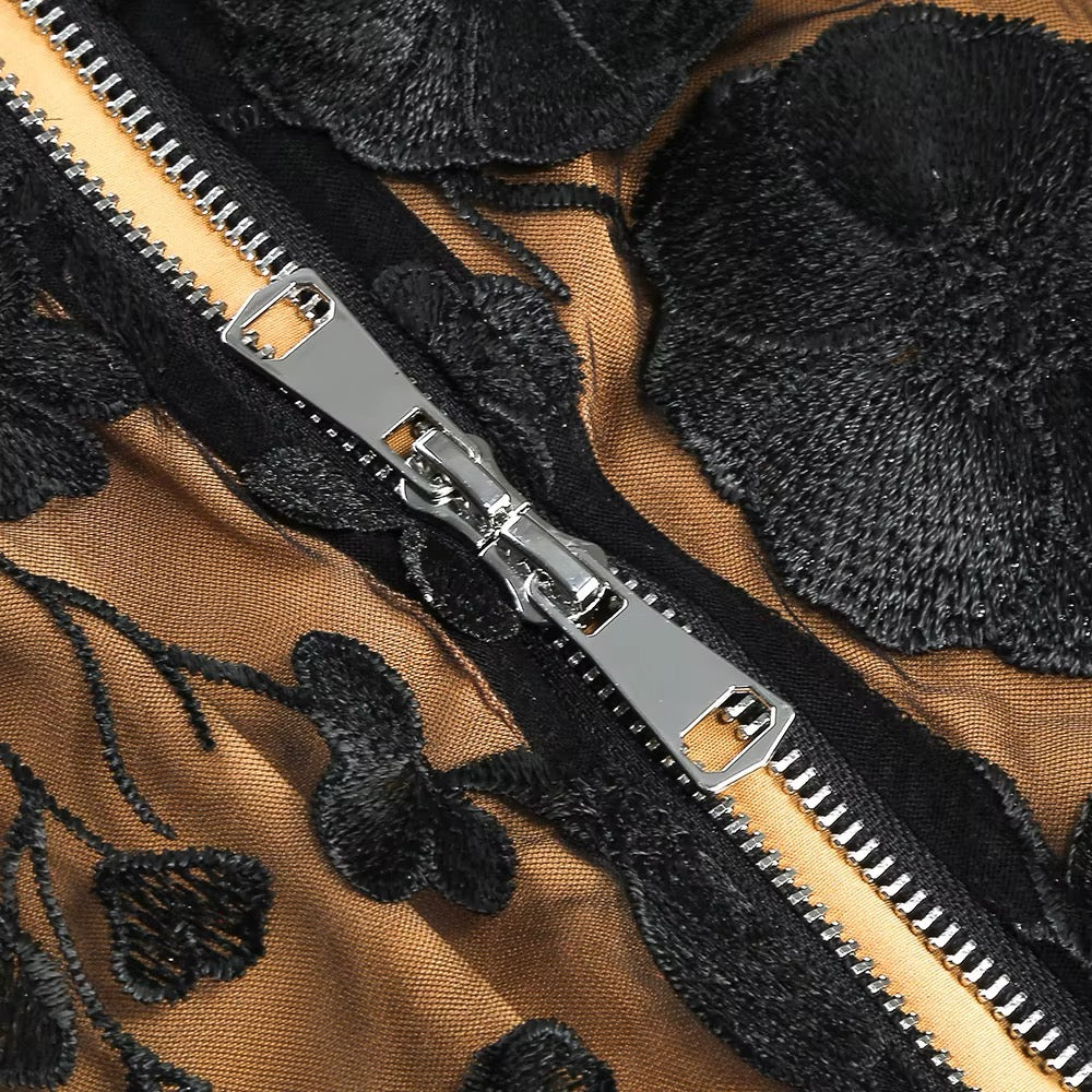 New Nightclub Vacation Photography Dress, Strapless Mesh, Embroidered Flowers, Banquet Party, Runway, Evening Gown