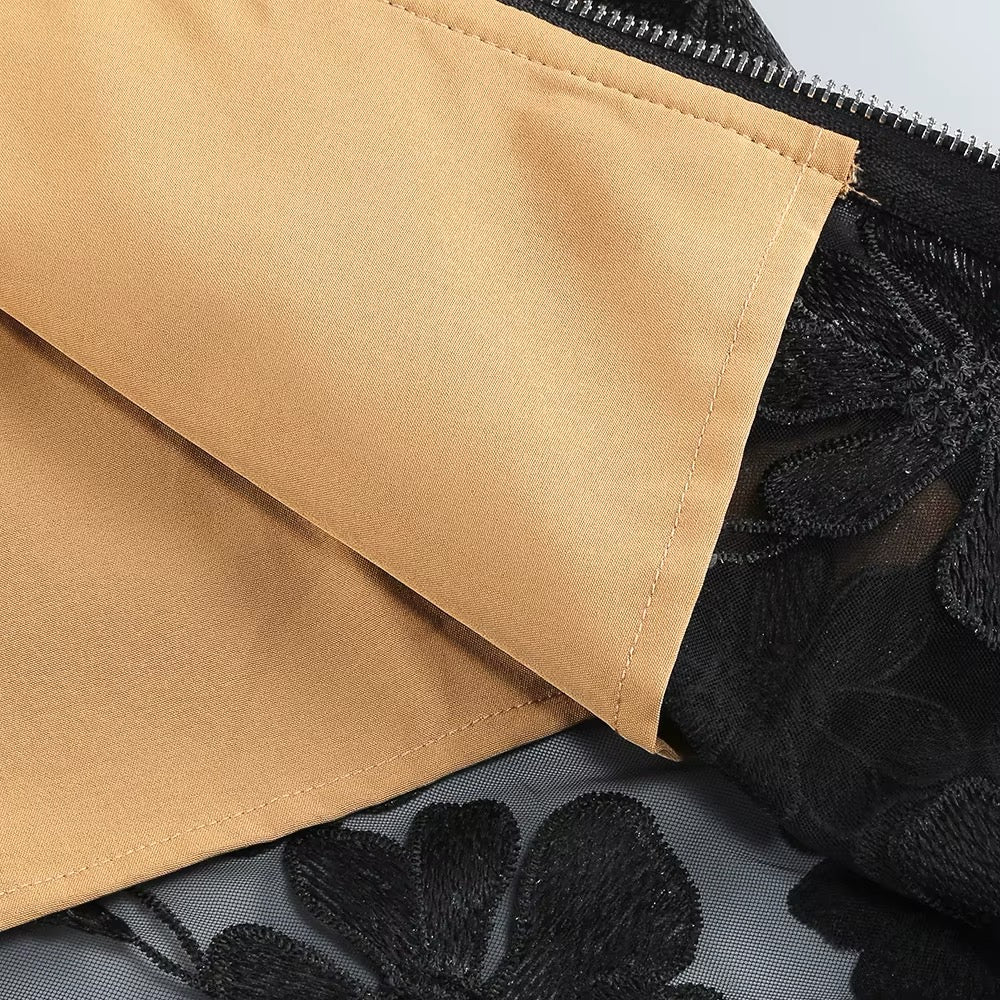 New Nightclub Vacation Photography Dress, Strapless Mesh, Embroidered Flowers, Banquet Party, Runway, Evening Gown