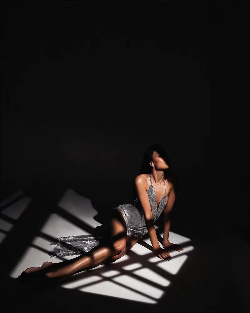 She is a Maniac Metallic Long Dress